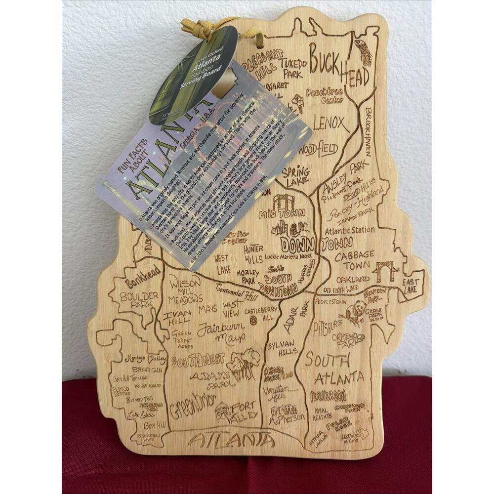 Totally Bamboo Destination Atlanta State Shaped Serving & Cutting Board 13”x10”